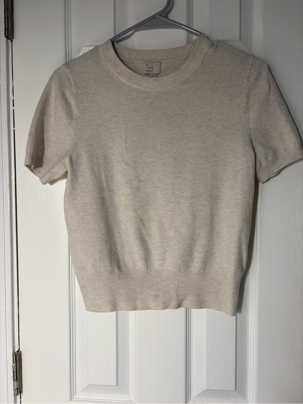 a new day Short Sleeve Crewneck Sweater — Cream